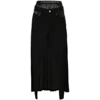 junya watanabe jupe mi-longue à design plissé - noir