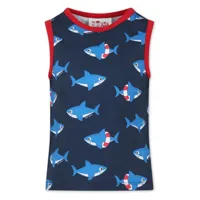 mc2 saint barth kids shark-print cotton tank top - bleu