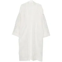 maurizio mykonos manteau long à détail en dentelle - blanc