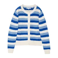chinti & parker striped crochet cotton cardigan - bleu