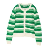 chinti & parker striped crochet cotton cardigan - vert