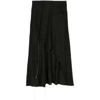 yohji yamamoto jupe en lin à design asymétrique - noir