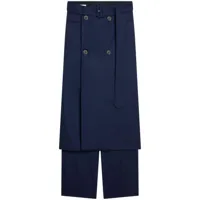 dries van noten pantalon droit à design superposé - bleu