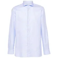 borrelli chemise en coton à col italien - bleu