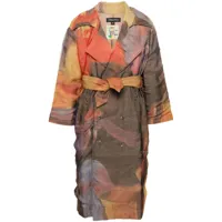 kidsuper abstract-print trench coat - marron