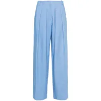 maje pantalon droit à détails de plis - bleu