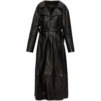 balenciaga belted leather trench coat - noir