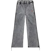 diesel pantalon droit à taille élastiquée - gris