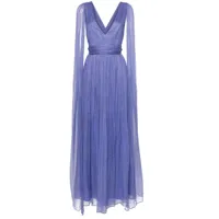 nissa cape-design silk dress - violet