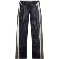 diesel pantalon droit à rayures latérales - noir