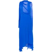 givenchy robe drapée en soie à coupe longue - bleu