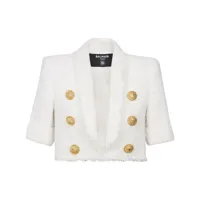 balmain tweed spencer jacket - blanc