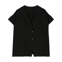 forme d'expression chemise en lin à col châle - noir