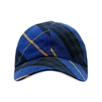 burberry casquette en lin à carreaux - bleu
