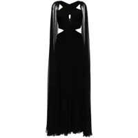 zuhair murad robe longue en soie mélangée - noir