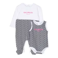balmain kids pyjama à motif monogrammé - noir