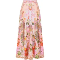 camilla jupe longue en lin à fleurs - rose