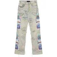 who decides war embroidered straight-leg jeans - tons neutres