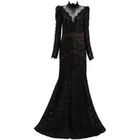 tadashi shoji robe longue enzo à sequins brodés - noir