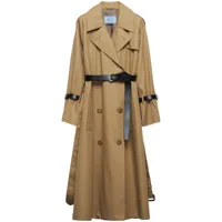 prada double-breasted trench coat - tons neutres