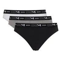 pack de 3 slips coton stretch - ceinture siglée noir / gris / blanc en tissu