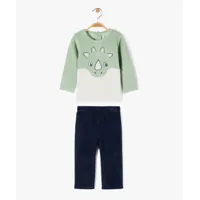 pyjama 2 pièces en velours avec motif animal bébé garçon