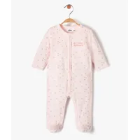 pyjama bébé en velours pastel à cœurs dorés et ouverture ventrale