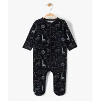 pyjama bébé en velours ouvert devant avec motifs de la jungle