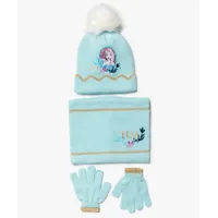 ensemble fille 3 pièces : bonnet + snood + gants - la reine des neiges