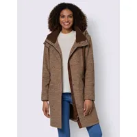 manteau court ultra-doux et chaud - collection l - marron chiné