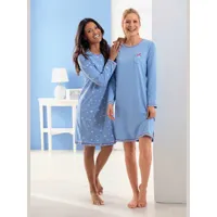 lot 2 chemises de nuit imprimées avec coutures décoratives contrastées - wäschepur - bleu imprimé + bleu