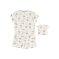 hema pyjacourt enfant miffy coton stretch avec t-shirt de nuit poupée blanc cassé (blanc cassé)