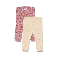 hema 2 leggings bébé côtelés - fleurs rose (rose)