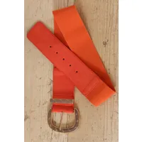 ceinture élastique orange boucle dorée relief