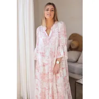 robe longue imprimé toile de jouy bois de rose