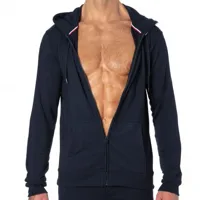 tommy hilfiger veste à capuche logo tape bleu marine