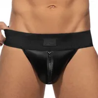 ad fetish jock strap front zip rub cockring noir
