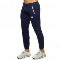 addicted pantalon jogging double zip bleu marine