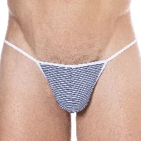 sku string ficelle mini coton rayure marine - blanc