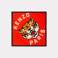 kenzo bandana 'kenzo stamp' en coton unisexe rouge - tu