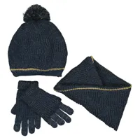 ensemble bonnet à pompon + snood + gants