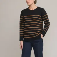 pull rayé col rond en maille milano