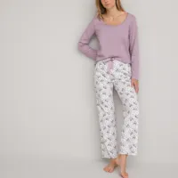 pyjama avec pantalon en flanelle imprimé fleurs