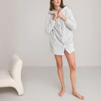robe de chambre à capuche en maille polaire