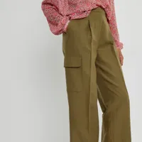 pantalon large coton et lin poches battle