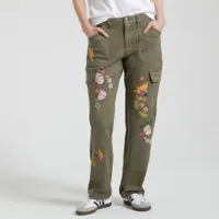 pantalon cargo avec broderies florales