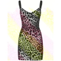 robe courte en satin imprimé léopard