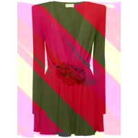 robe courte en jersey à col en v détail roses