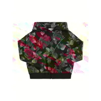 sweat zippé en coton imprimé fleurs à capuche