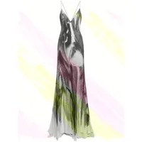 robe longue en satin de viscose imprimée